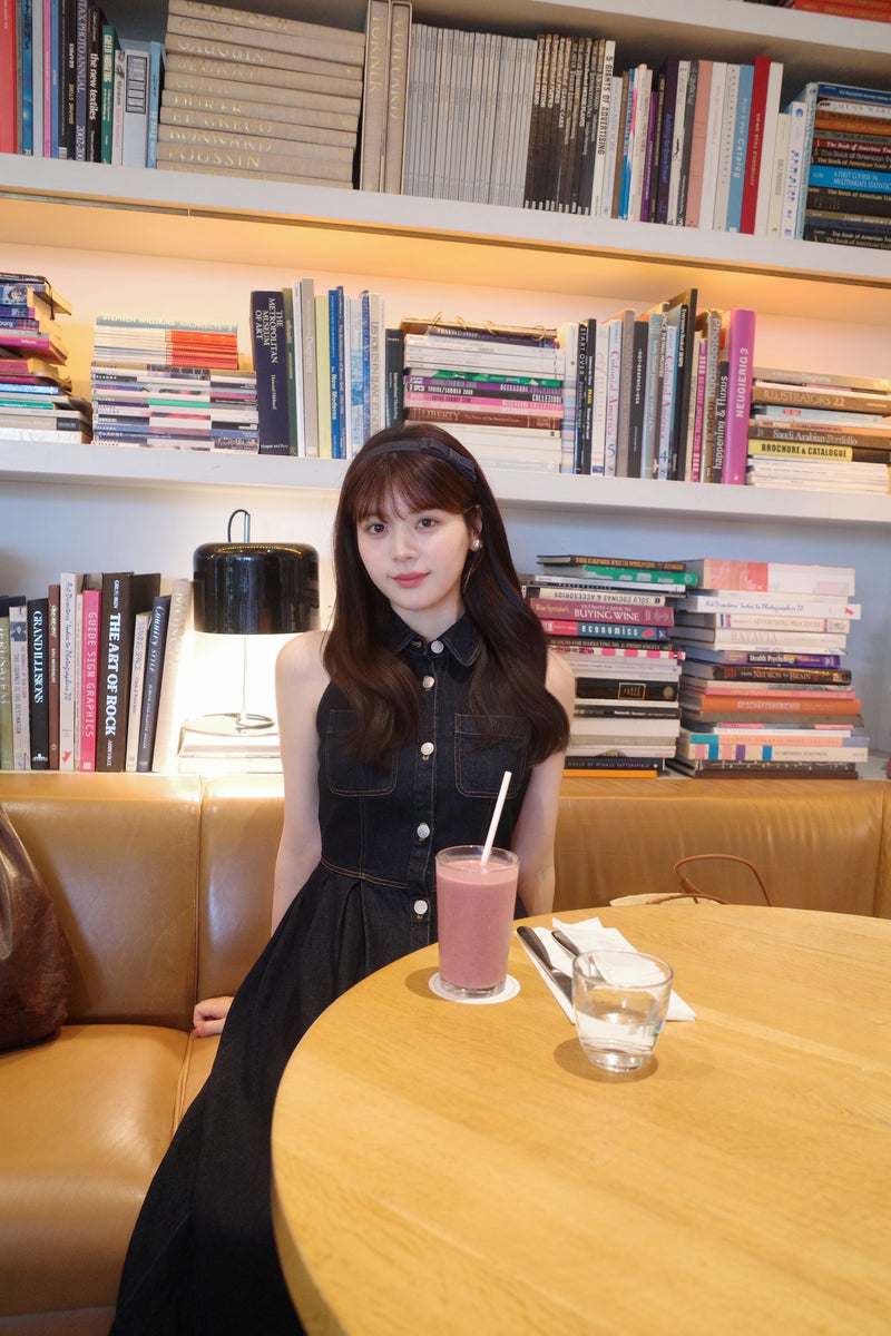 Denim Amerian Sleeve Long Dress