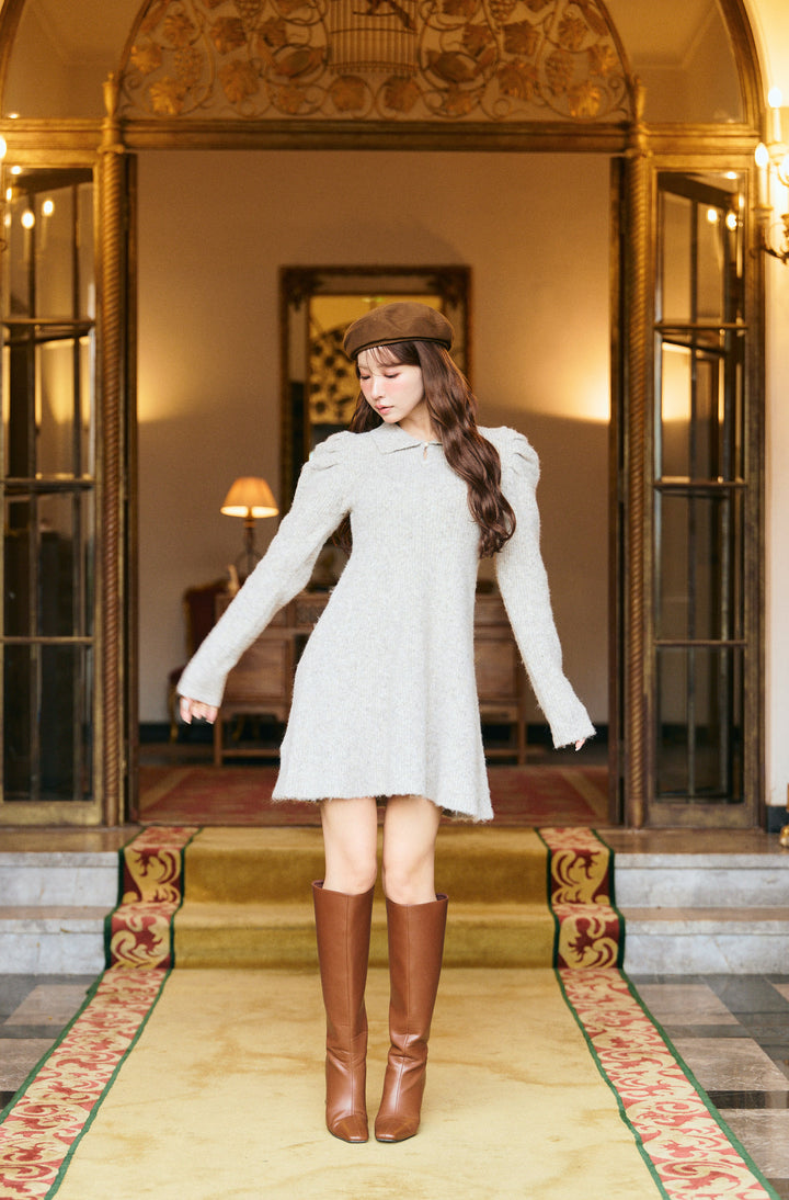 MISTREASS Knit Dress ニットワンピース 12月中旬配送】Puff Sleeve Knit Dress - MISTREASS