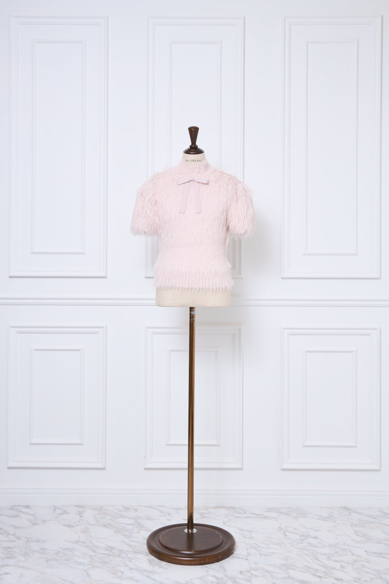 【10月上旬配送】Fluffy Ribbon Puff Knit Top
