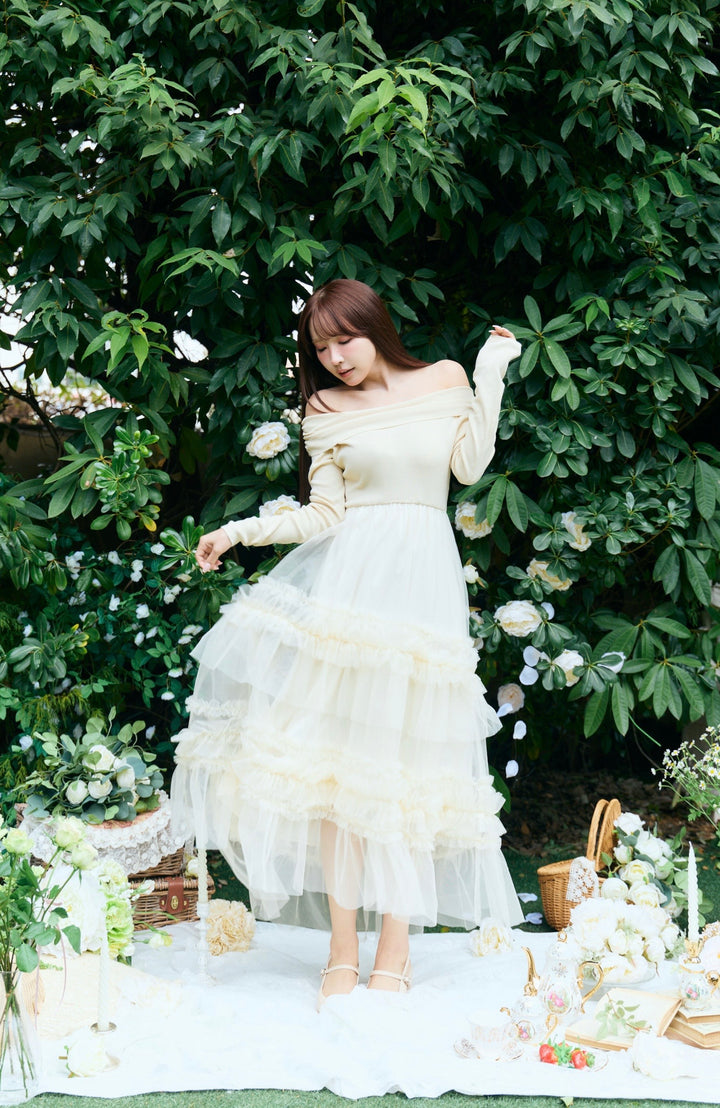 Off Shoulder Tulle Dress - MISTREASS