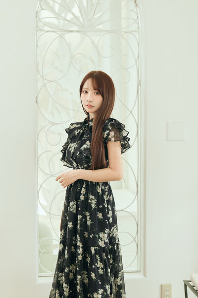 Frill Sleeve Flower Dress - MISTREASS