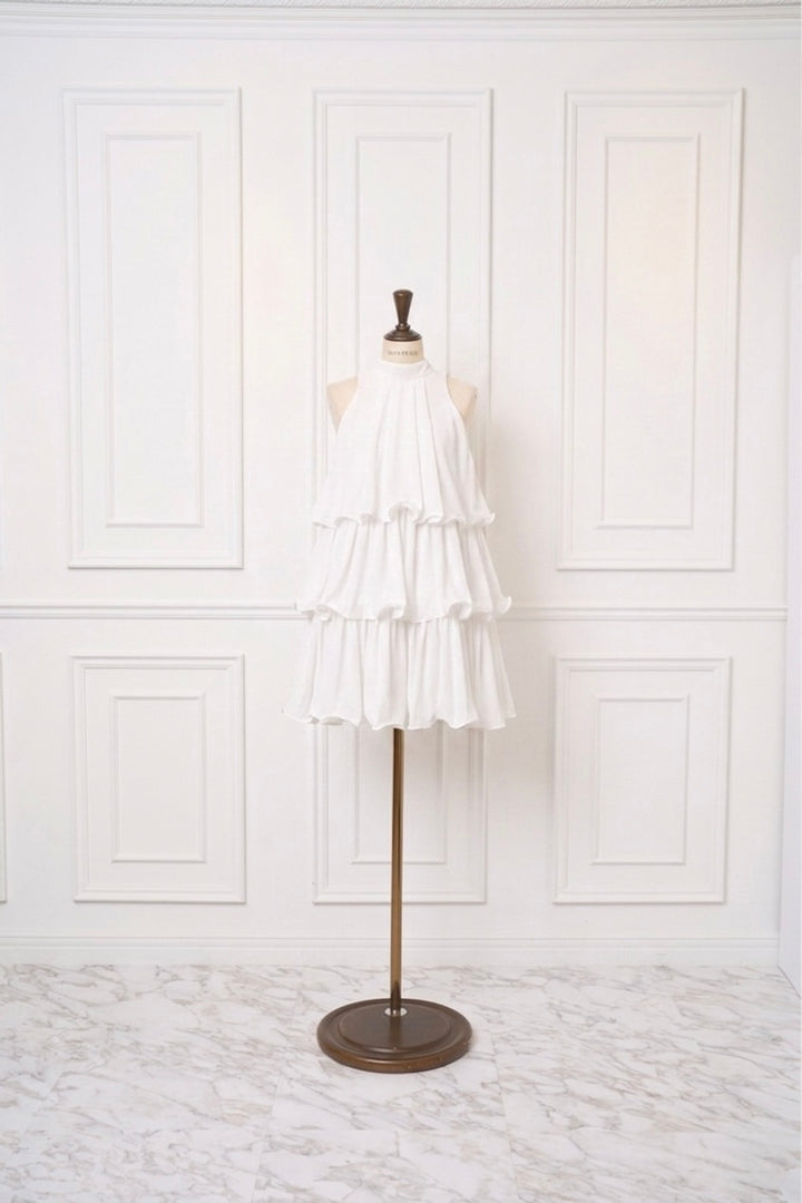 MISTREASS RomanticSheerFrillSkirtアイボリー Romantic Ruffle Mini Dress - MISTREASS