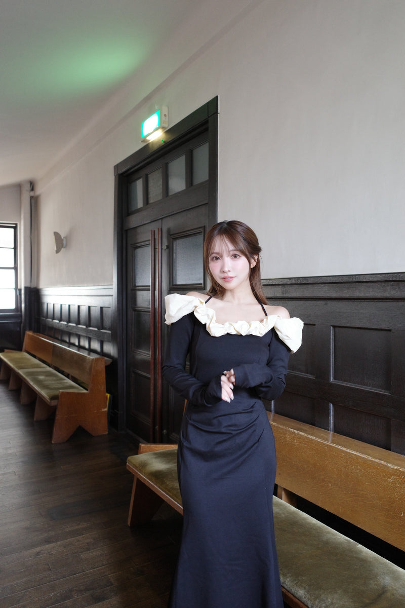 【9月下旬配送】Whipped Ruffle Semi-Mermaid Dress