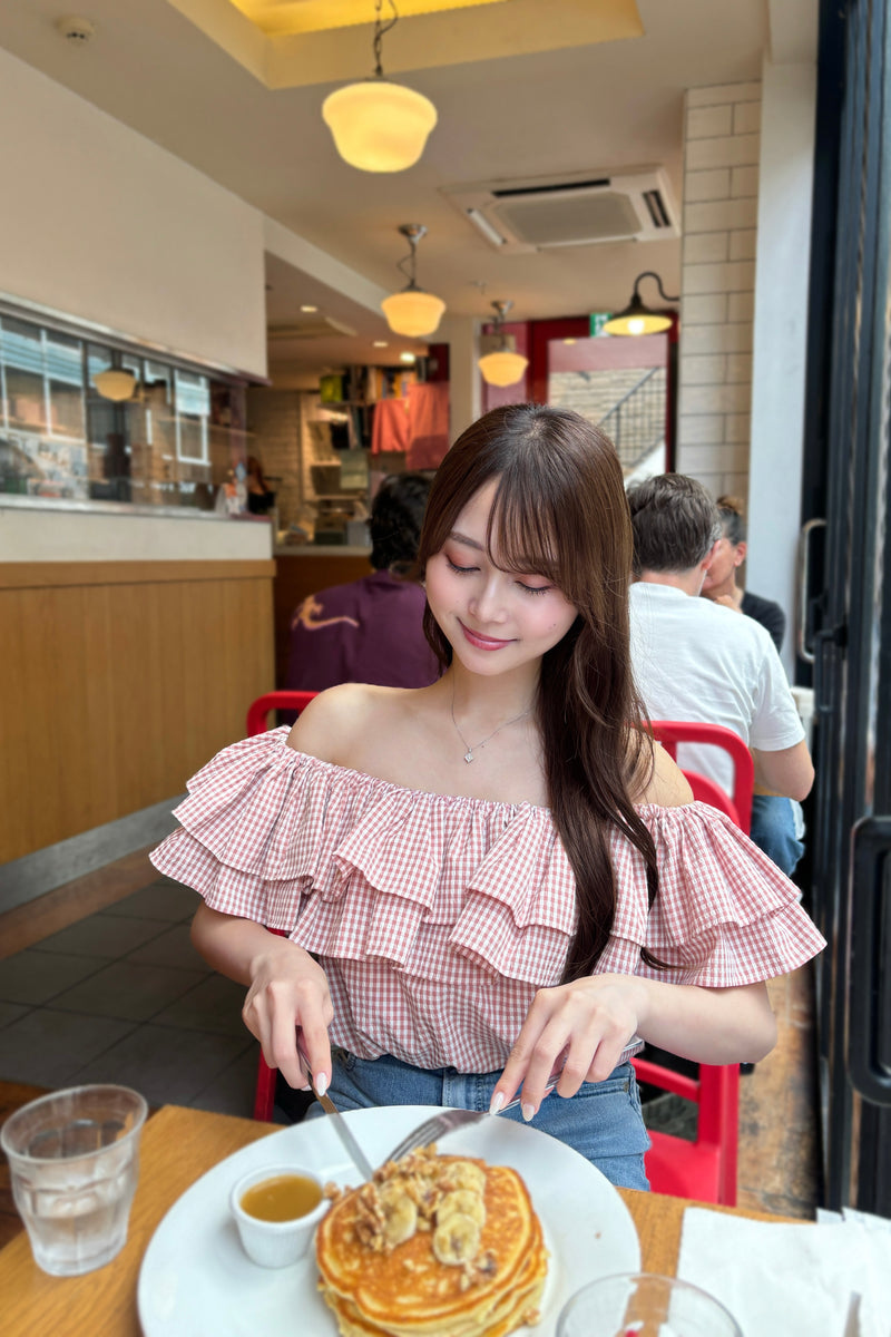 Gingham Check Frill Top & Long Skirt
