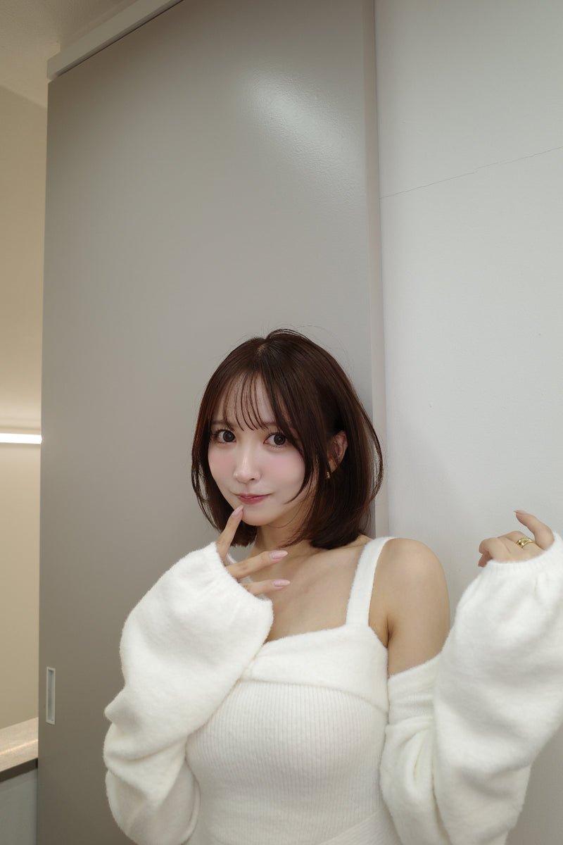 【10月上旬配送】Fuzzy Knit Peplum Cami & Bolero Set
