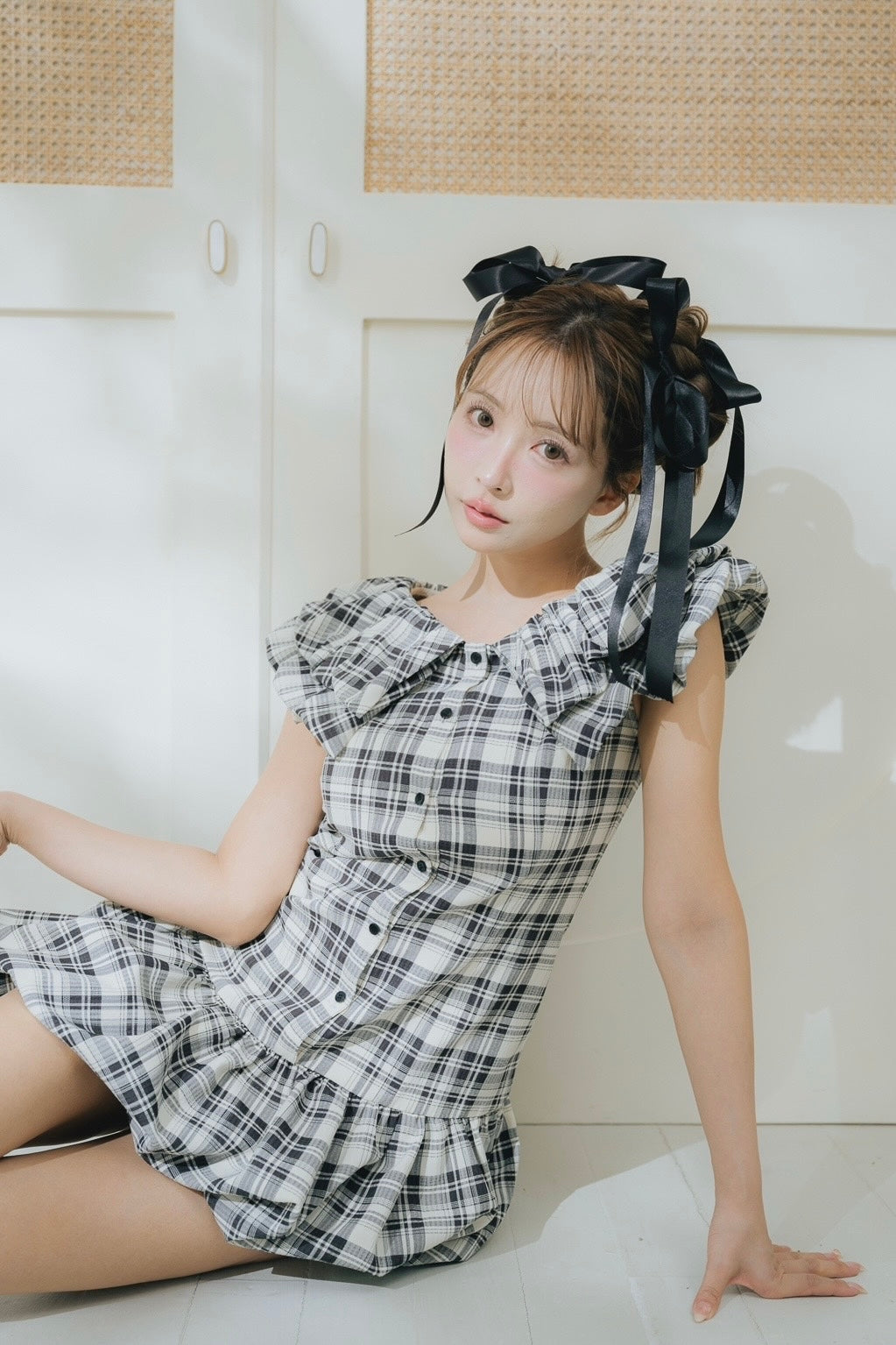 Double Collar Plaid Mini Dress - MISTREASS