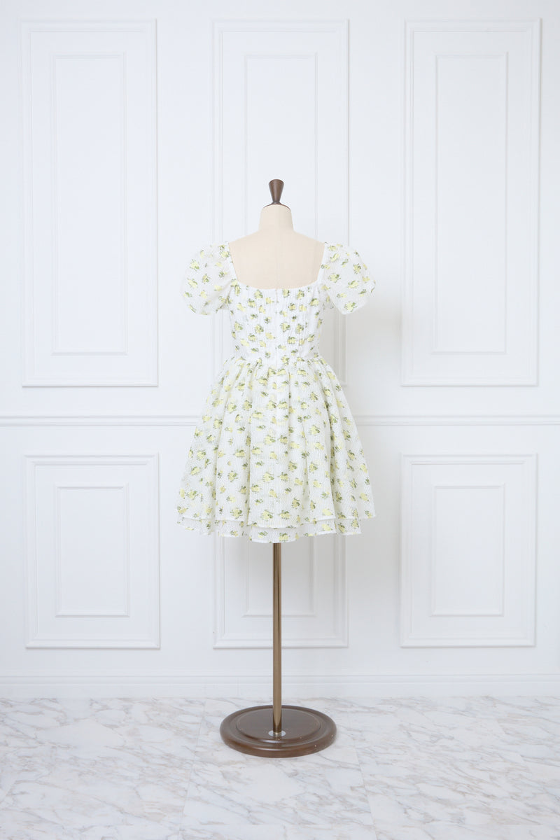 Sheer Ripple Mini Puff Dress