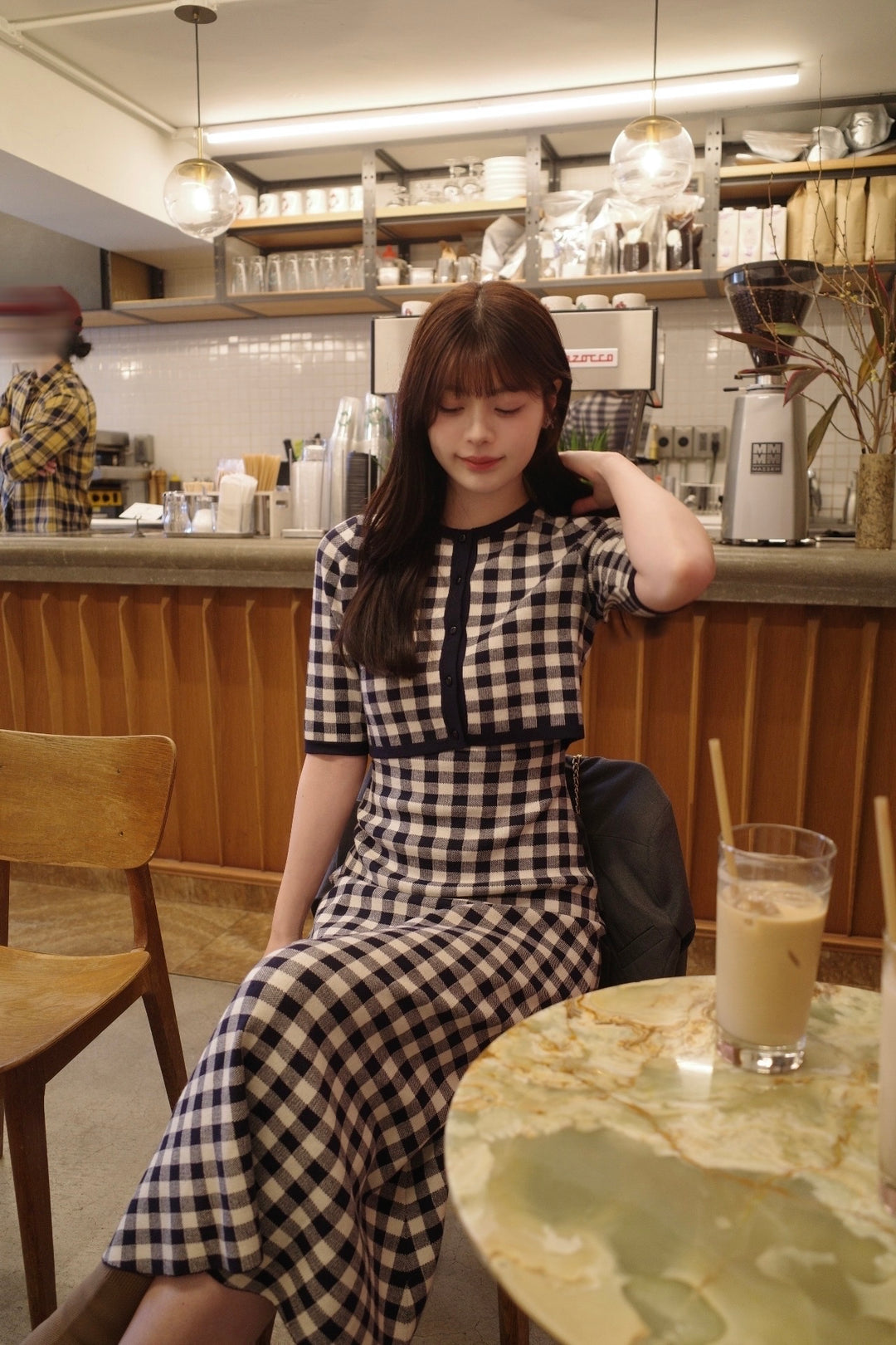 Gingham Check Knit Dress & Cardigan - MISTREASS