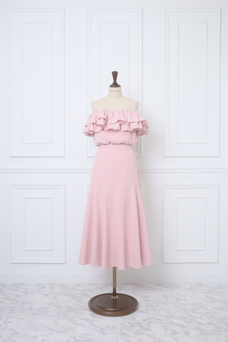 Gingham Check Frill Top & Long Skirt