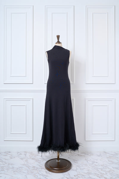 【再入荷(GRAY/PINK BEIGE)12月下旬配送】Feather Hem Knit Dress