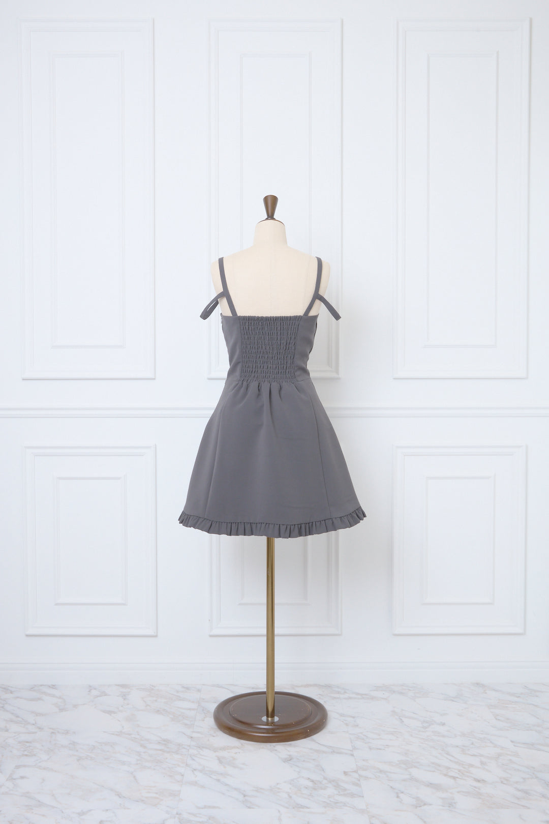 Narrow Strap Fit & Flare Mini Dress グレー Narrow Strap Fit & Flare Mini Dress - MISTREASS
