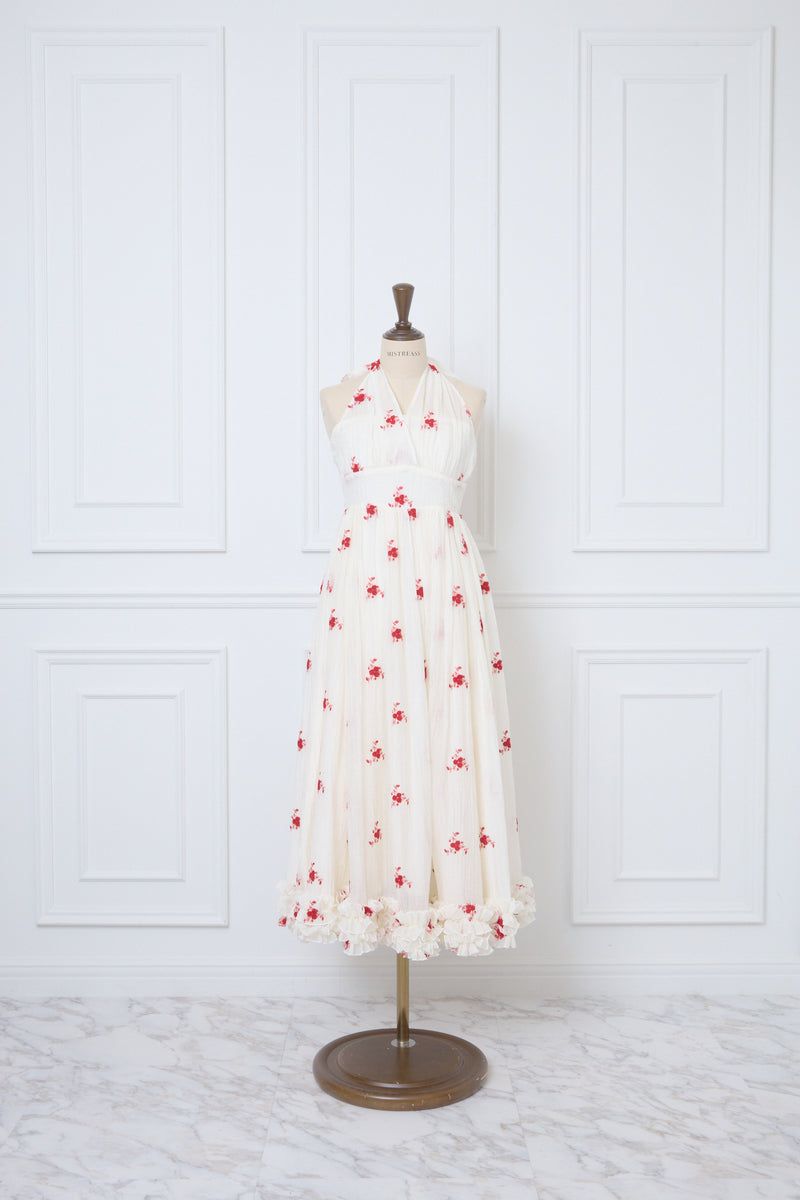 Flower Embroidery Halterneck Dress