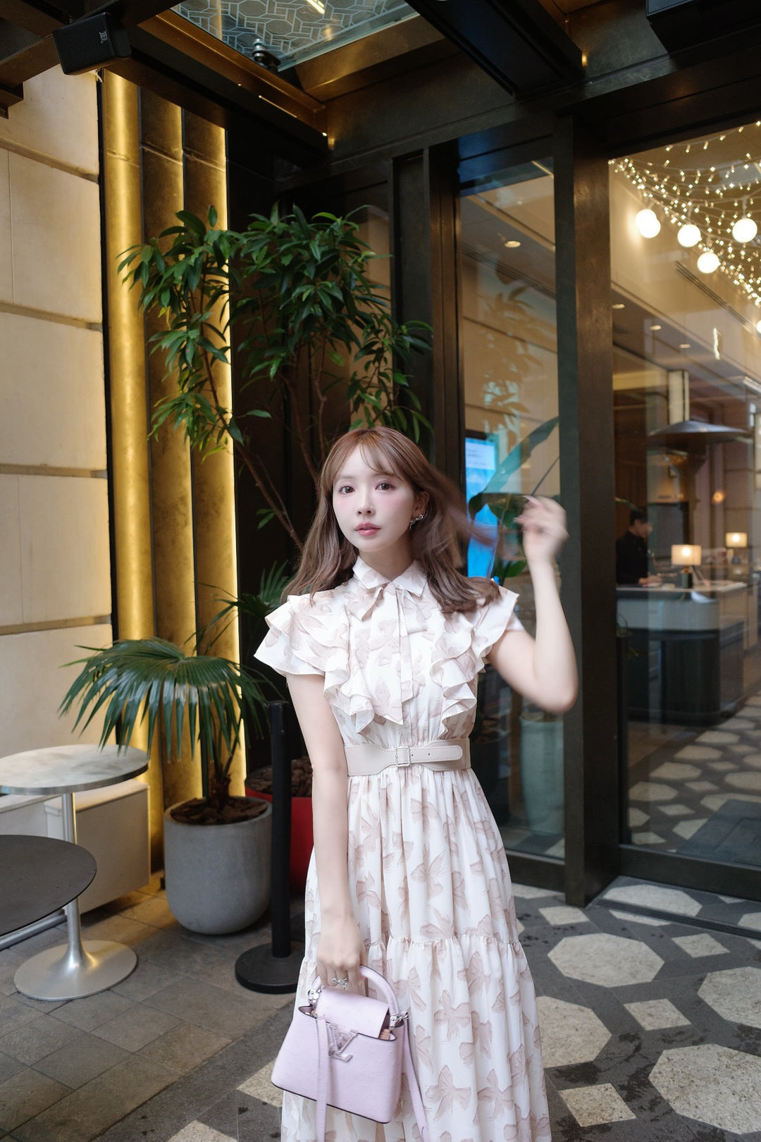 ミストレアス　Ribbon Pattern Raffle Shirt Dress EA3250DE-6187-43AA-BD80-