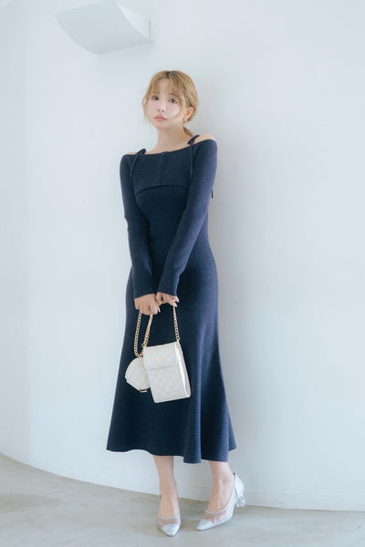 【2月上旬配送】Sparkling Knit Layered Dress