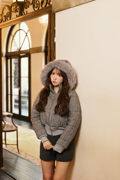 【12月上旬配送】Cable Knit Padded Jacket
