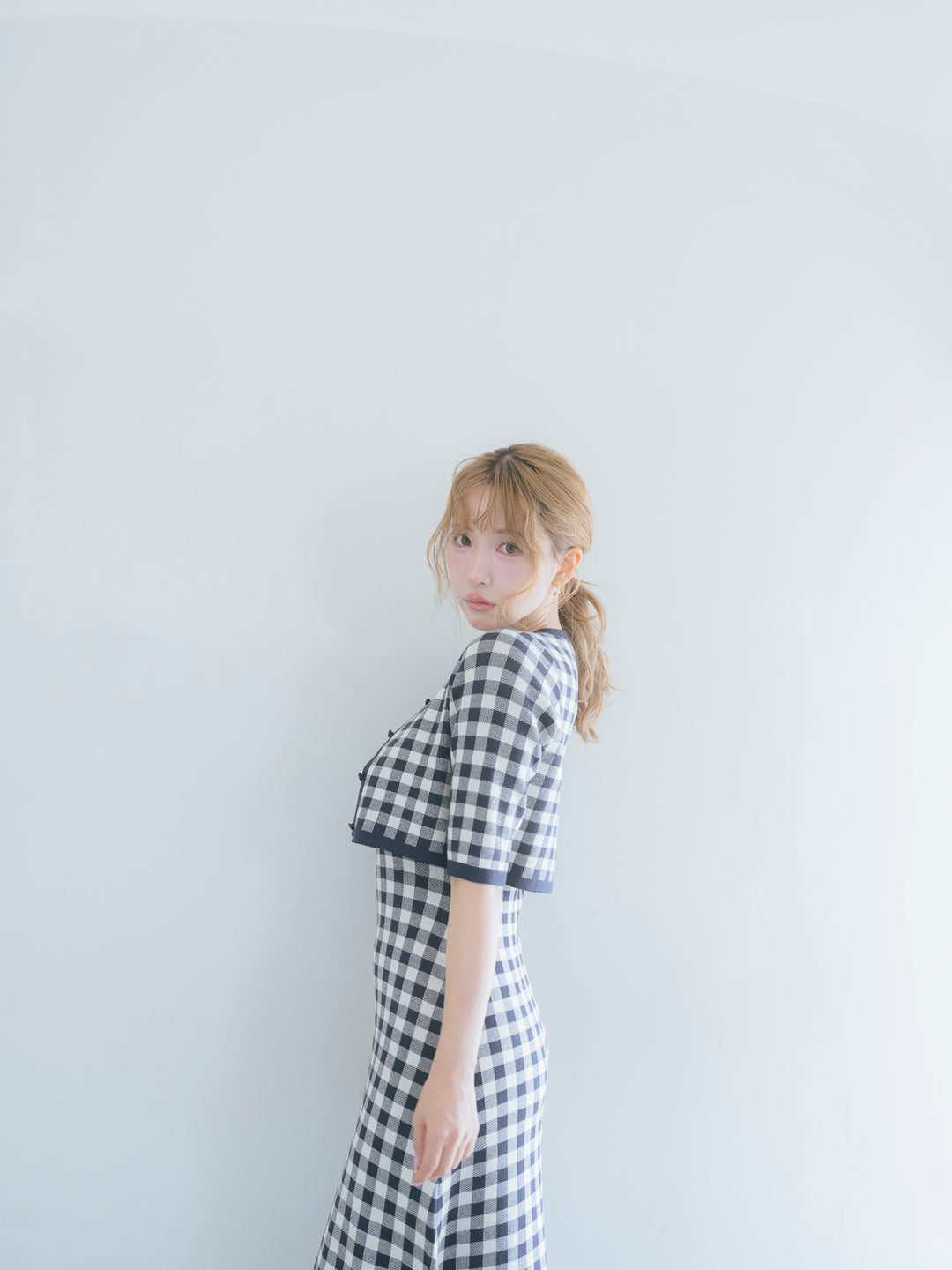Gingham Check Knit Dress & Cardigan - MISTREASS