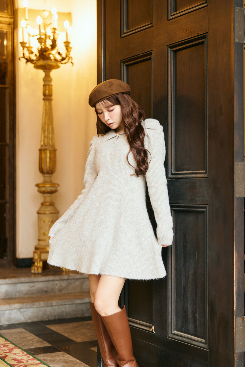 【12月中旬配送】Puff Sleeve Knit Dress