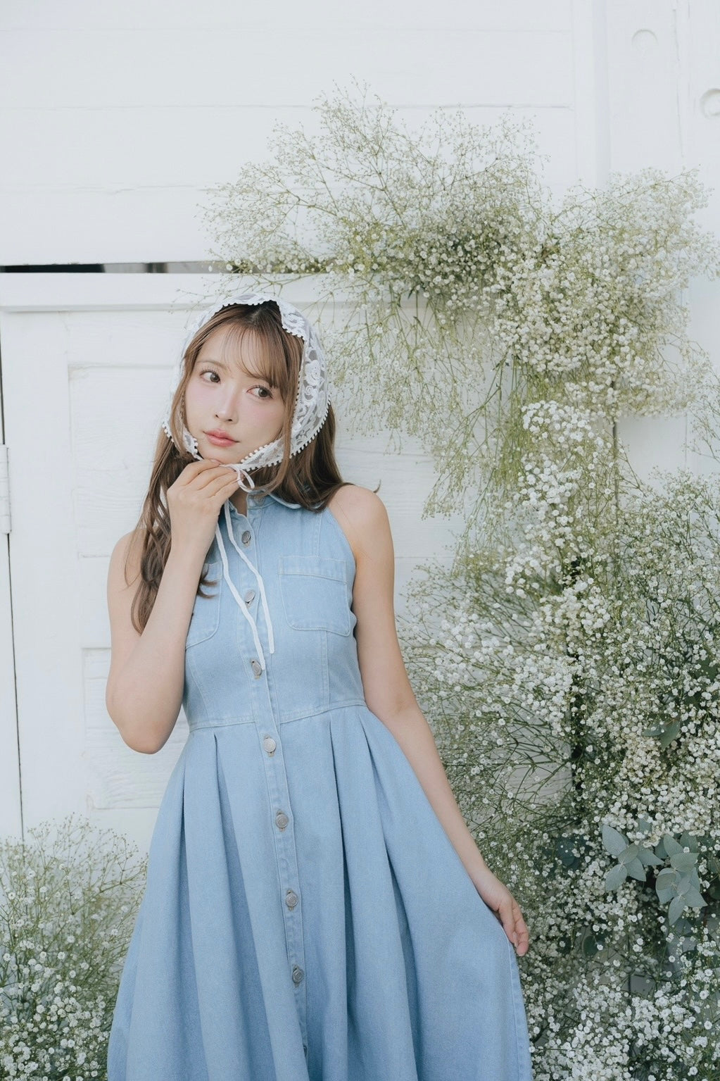 Denim Amerian Sleeve Long Dress - MISTREASS