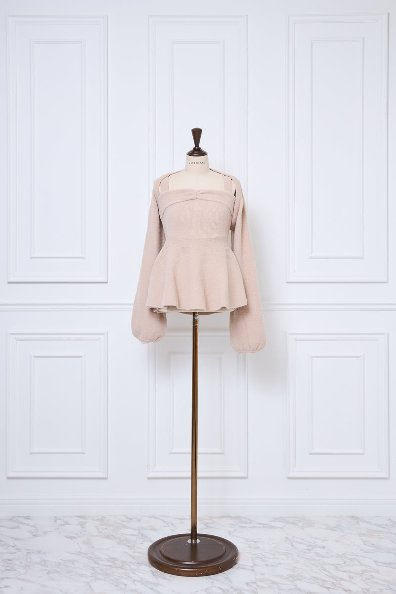 【10月上旬配送】Fuzzy Knit Peplum Cami & Bolero Set