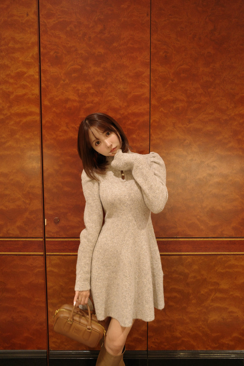 【12月中旬配送】Puff Sleeve Knit Dress