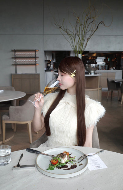 【10月上旬配送】Fluffy Ribbon Puff Knit Top