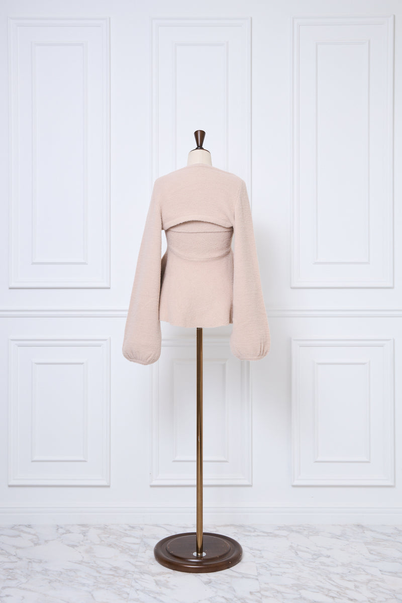 【10月上旬配送】Fuzzy Knit Peplum Cami & Bolero Set