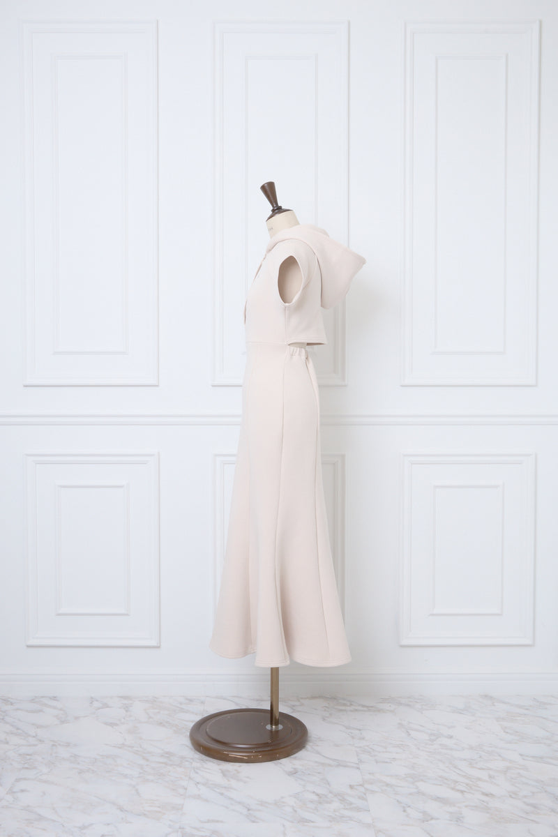 Double Jersey Back Open Hood Dress