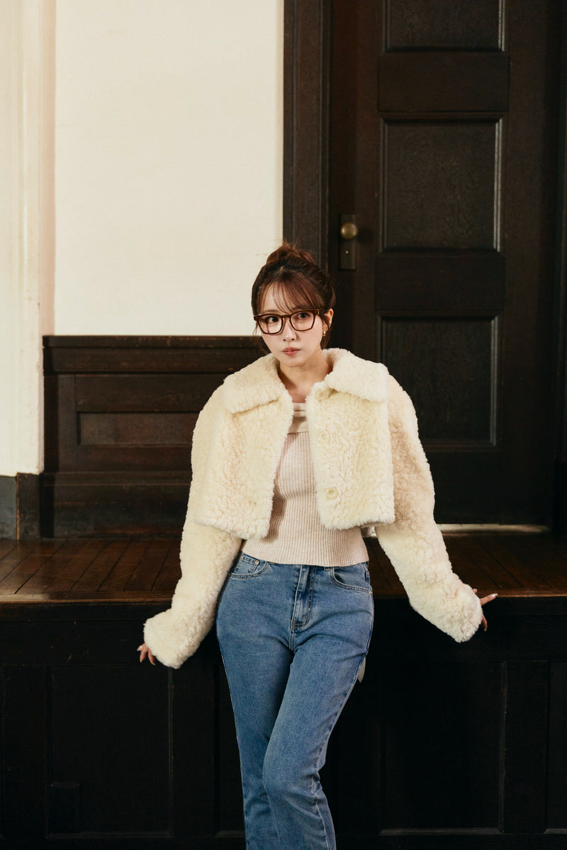 Fluffy Boa Crop Jacket
