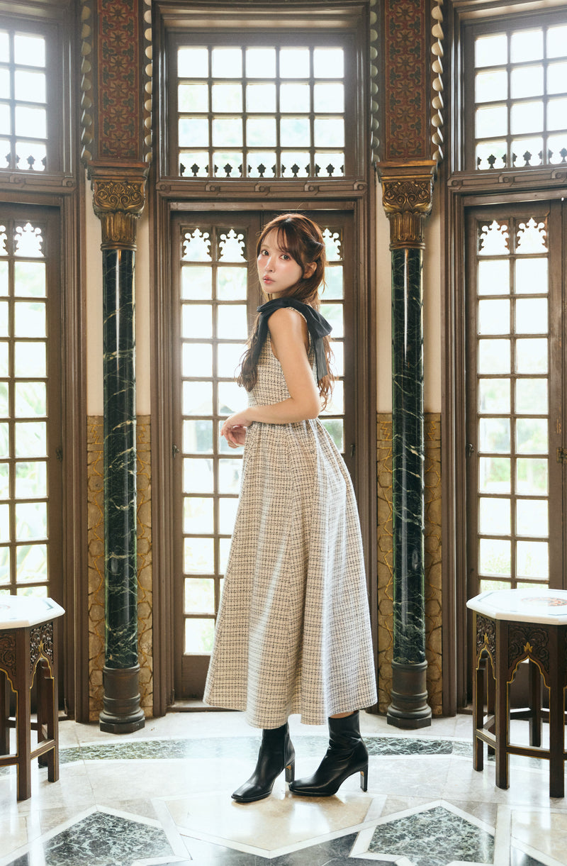 【11月下旬配送】Multi Way Ribbon Tweed Dress