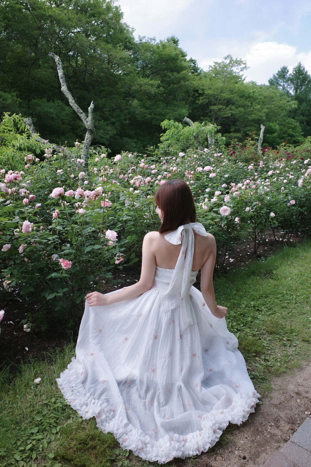 Blooming Veil Halter Dress - MISTREASS