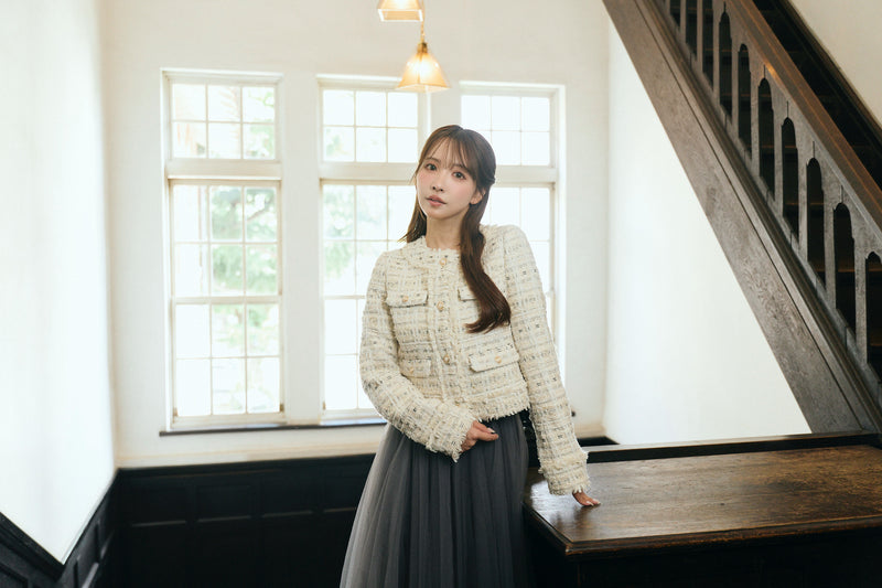 【10月下旬配送】Romantic Tweed Fringe Jacket