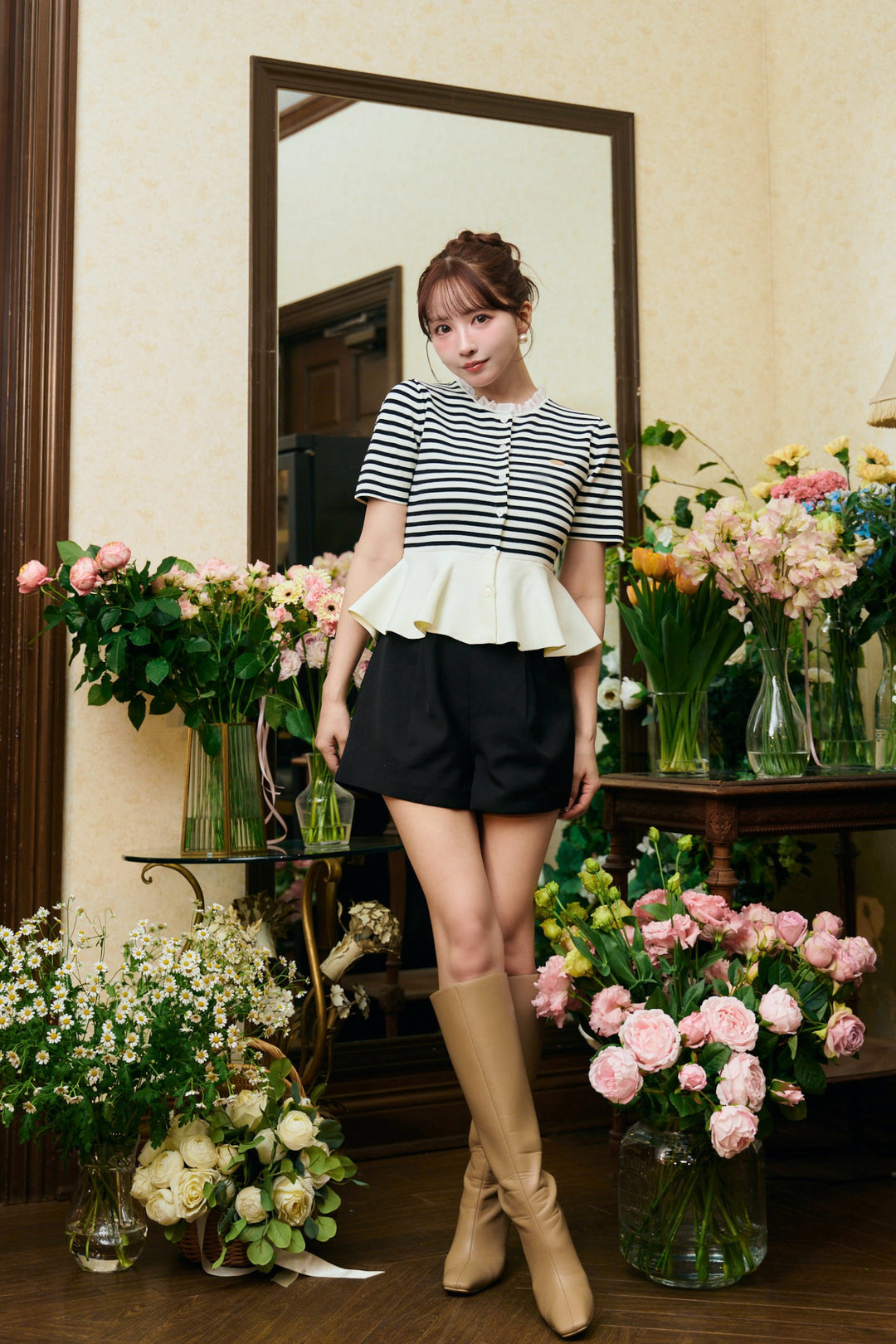 Chiffon-trim peplum knit - MISTREASS