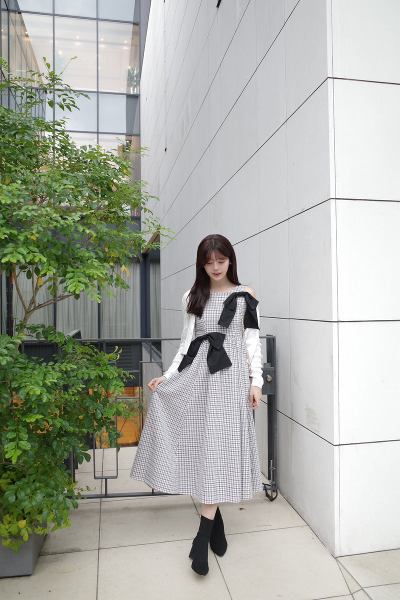 【11月下旬配送】Multi Way Ribbon Tweed Dress