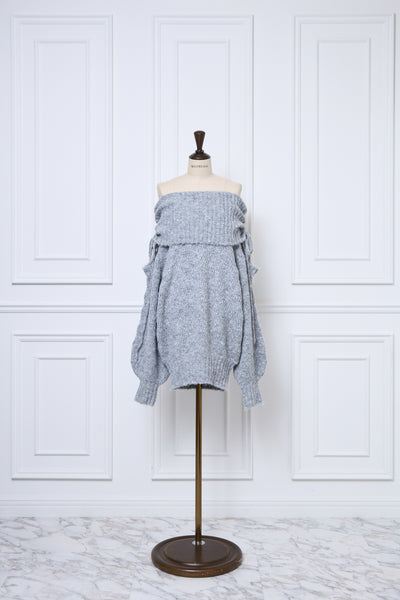 Sweet Ribbon Off-Shoulder Knit Dress
