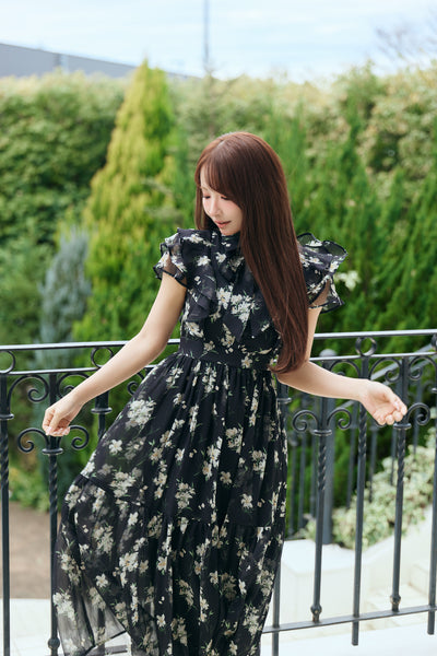 Frill Sleeve Flower Dress - MISTREASS