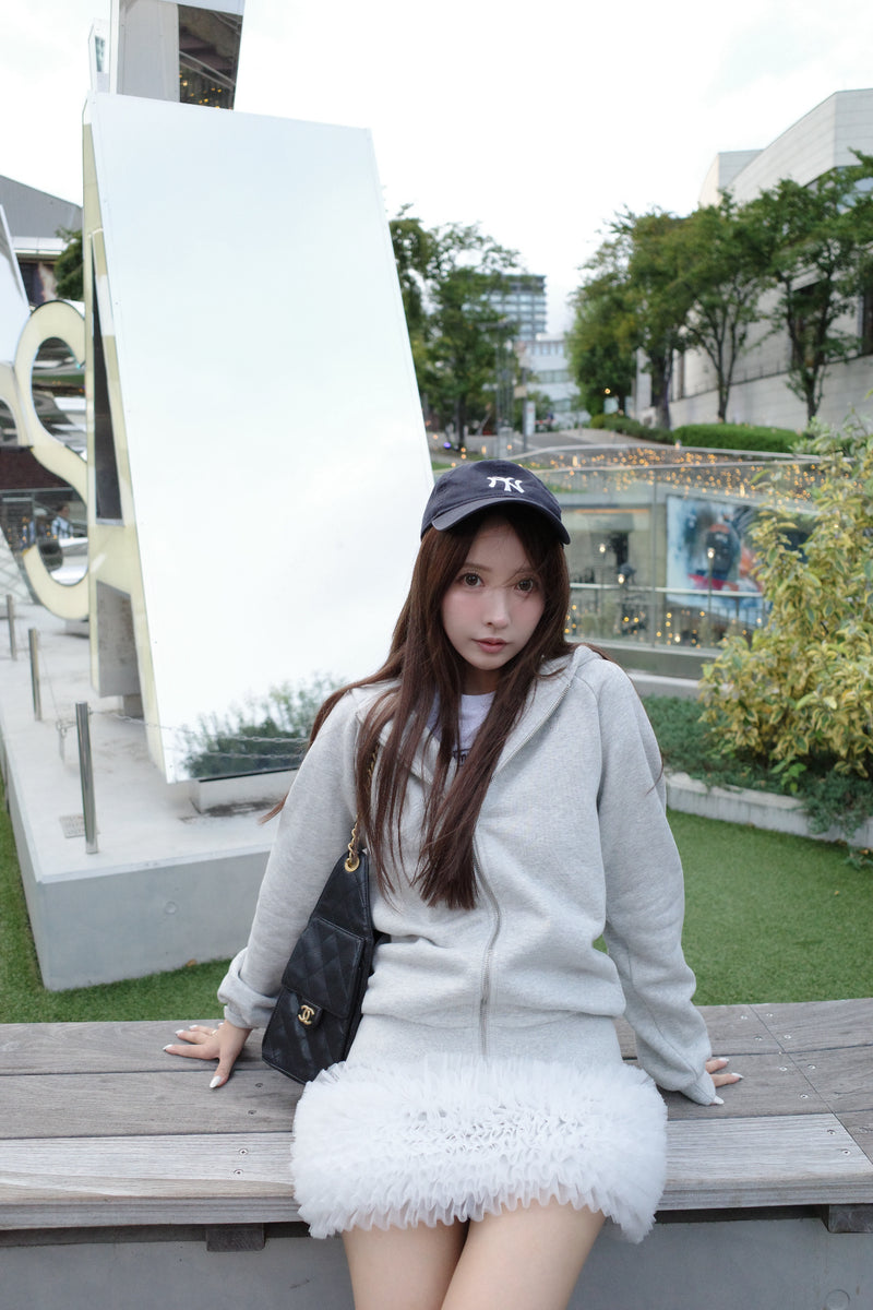 Sweat Hoodie & Frill Skirt Set