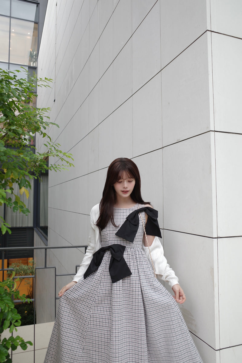 【11月下旬配送】Multi Way Ribbon Tweed Dress