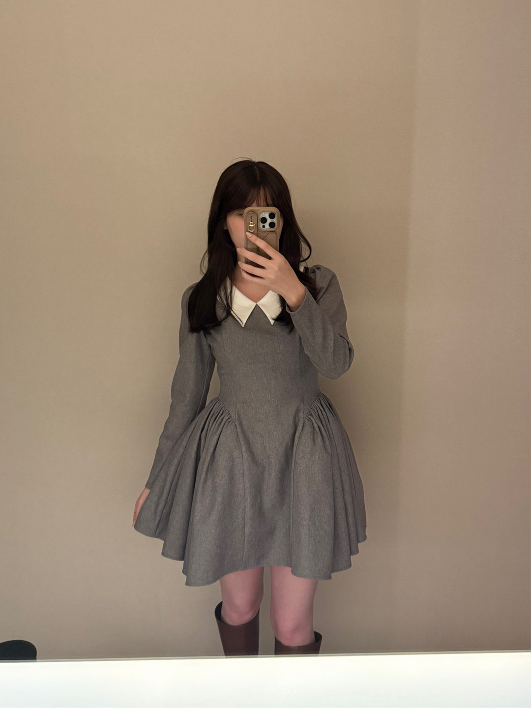 Side Volume Contrast Collar Dress - MISTREASS