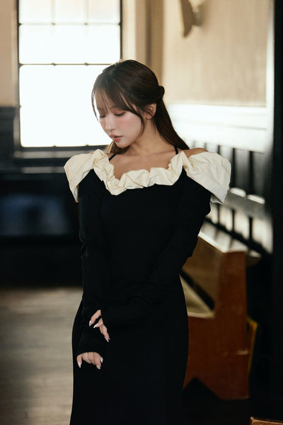 【9月下旬配送】Whipped Ruffle Semi-Mermaid Dress