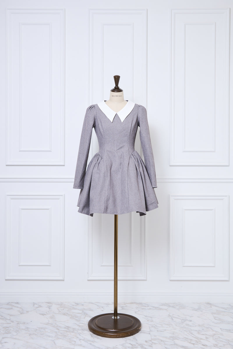 【10月上旬配送】 Side Volume Contrast Collar Dress