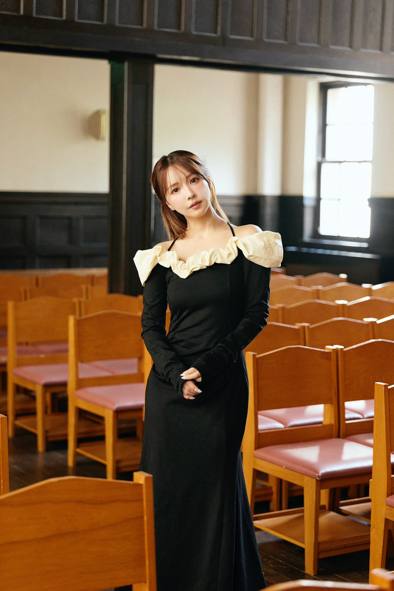 【9月下旬配送】Whipped Ruffle Semi-Mermaid Dress