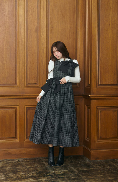 【11月下旬配送】Multi Way Ribbon Tweed Dress
