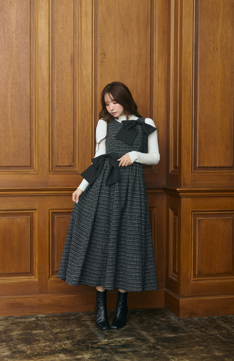【11月下旬配送】Multi Way Ribbon Tweed Dress