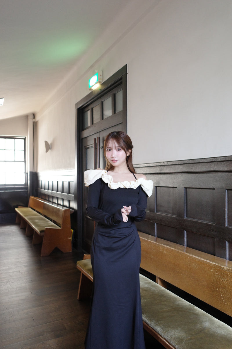 【9月下旬配送】Whipped Ruffle Semi-Mermaid Dress
