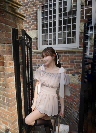 Shoulder Ribbon Soft Chiffon Tunic