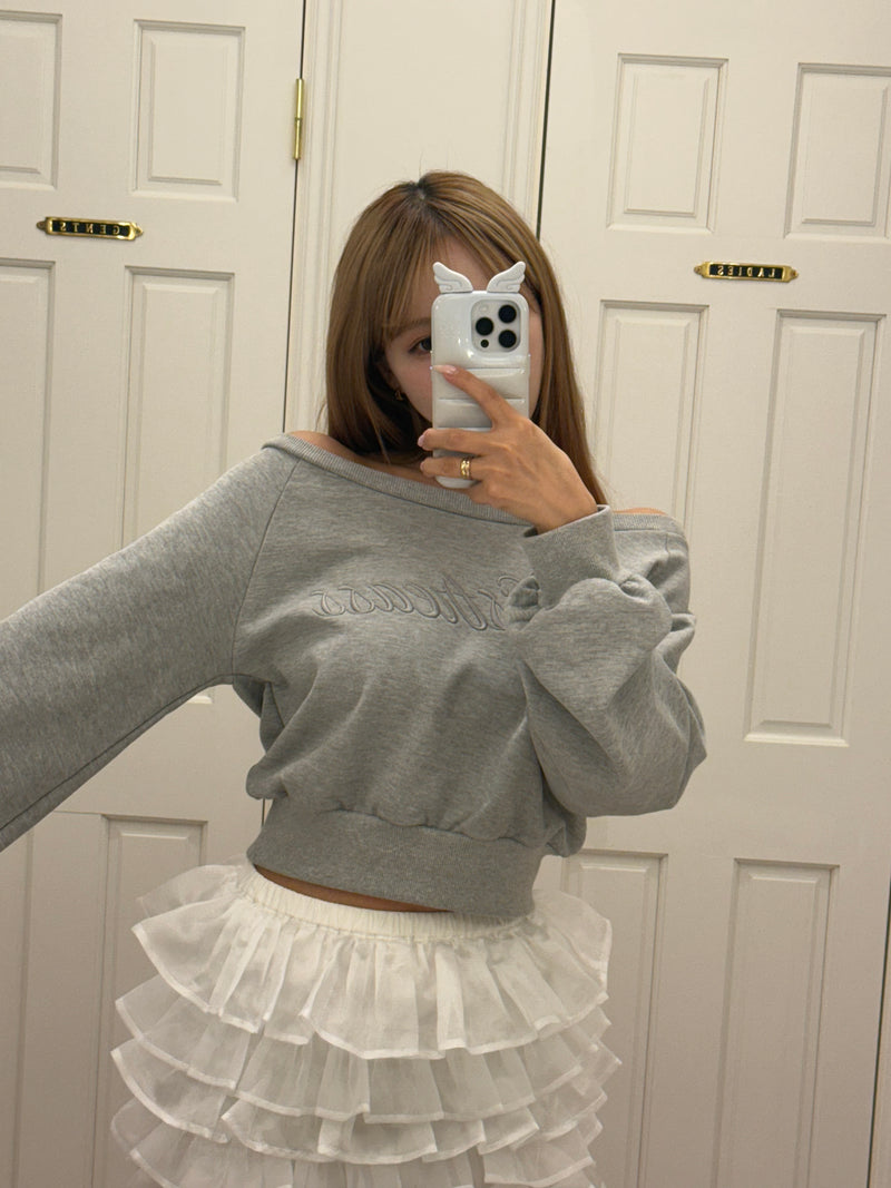 Logo Emb Off Shoulder Sweatshirt