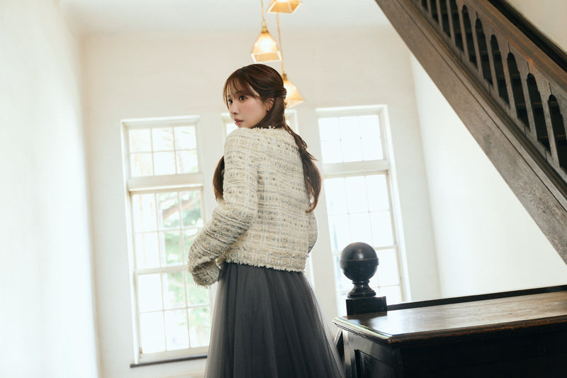 【10月下旬配送】Romantic Tweed Fringe Jacket