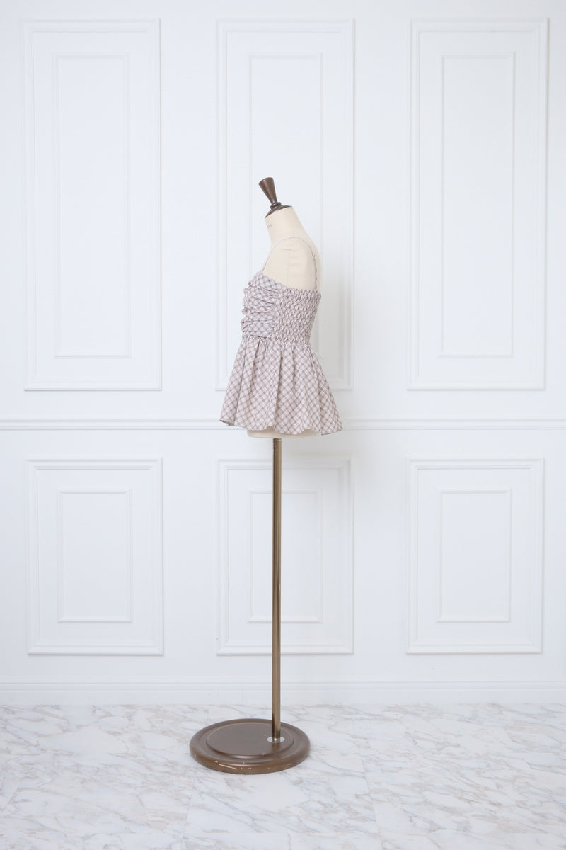 Plaid Gathering Peplum Camisole
