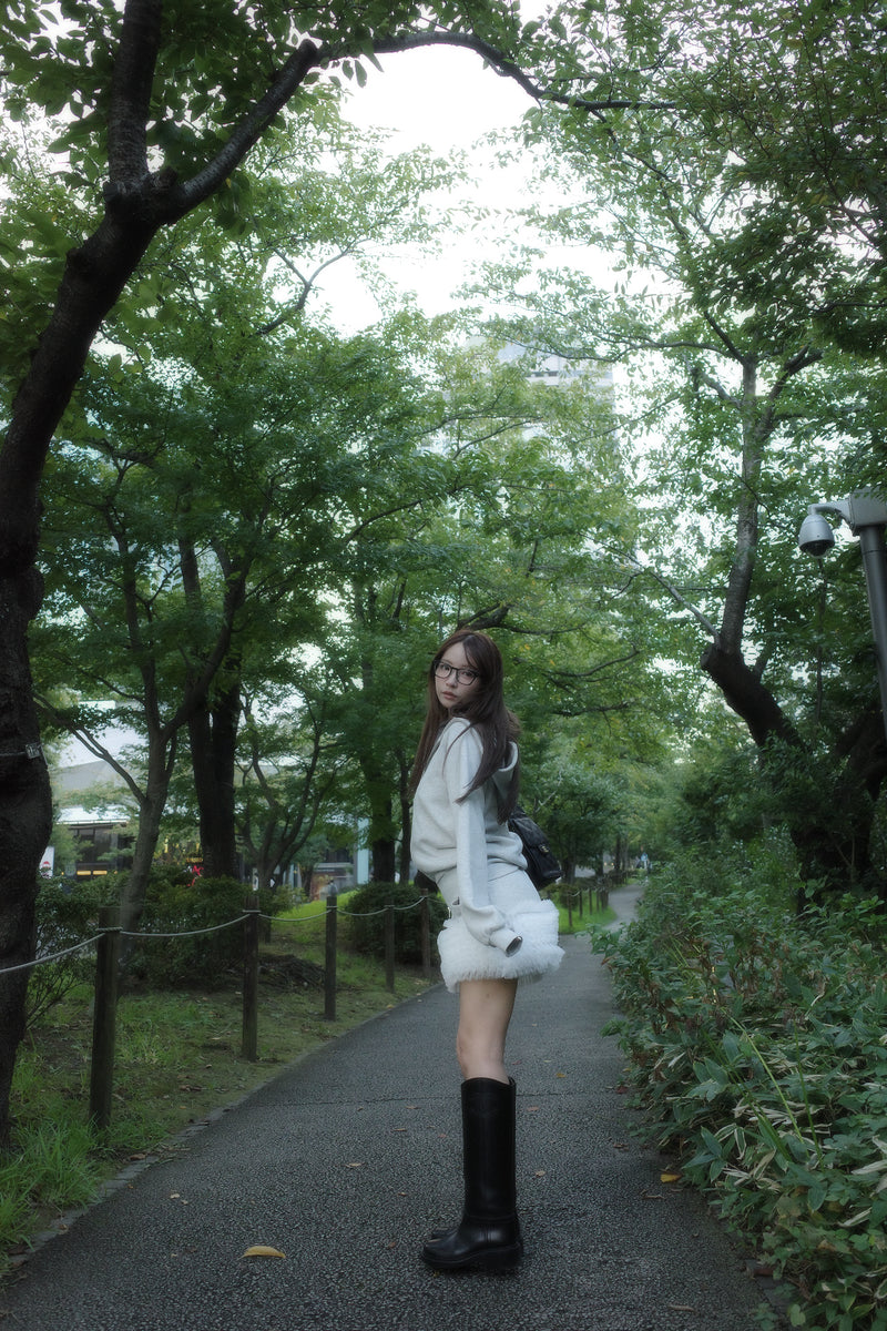 Sweat Hoodie & Frill Skirt Set