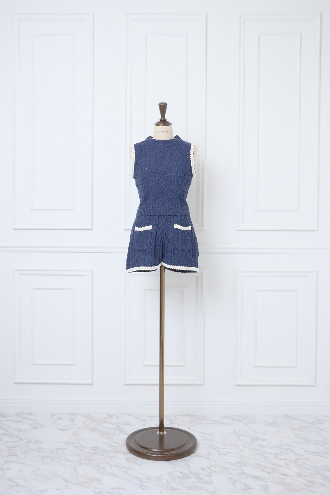トップス Tape Trimming Cable Knit Top & Pants Tape Trimming Cable Knit Top & Pants - MISTREASS
